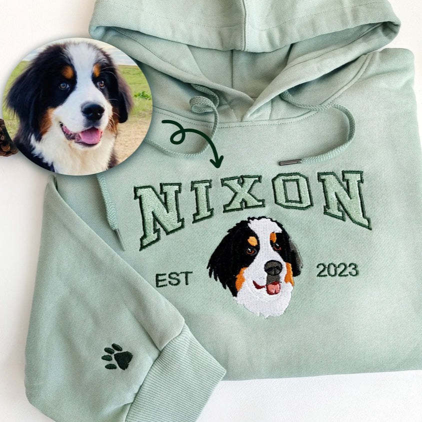 Personalized Embroidered Pet Face and Name Est Sweatshirt | Hoodie | T-shirt