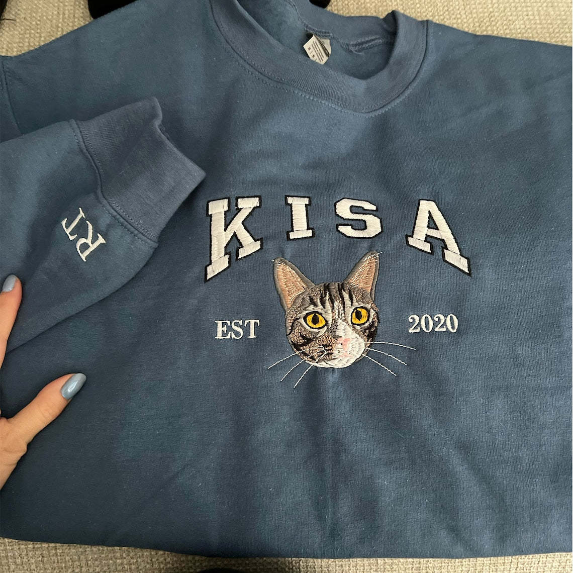 Personalized Embroidered Pet Face and Name Est Sweatshirt | Hoodie | T-shirt