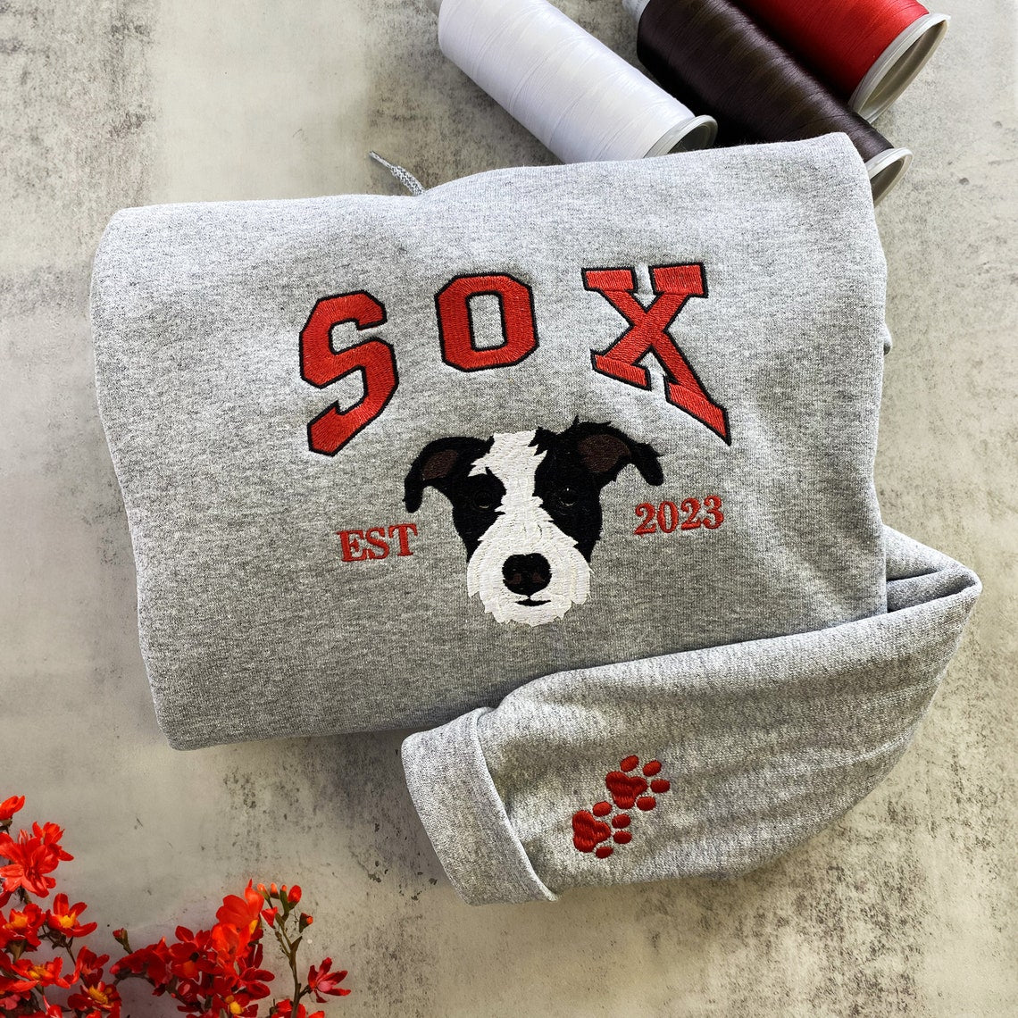 Personalized Embroidered Pet Face and Name Est Sweatshirt | Hoodie | T-shirt