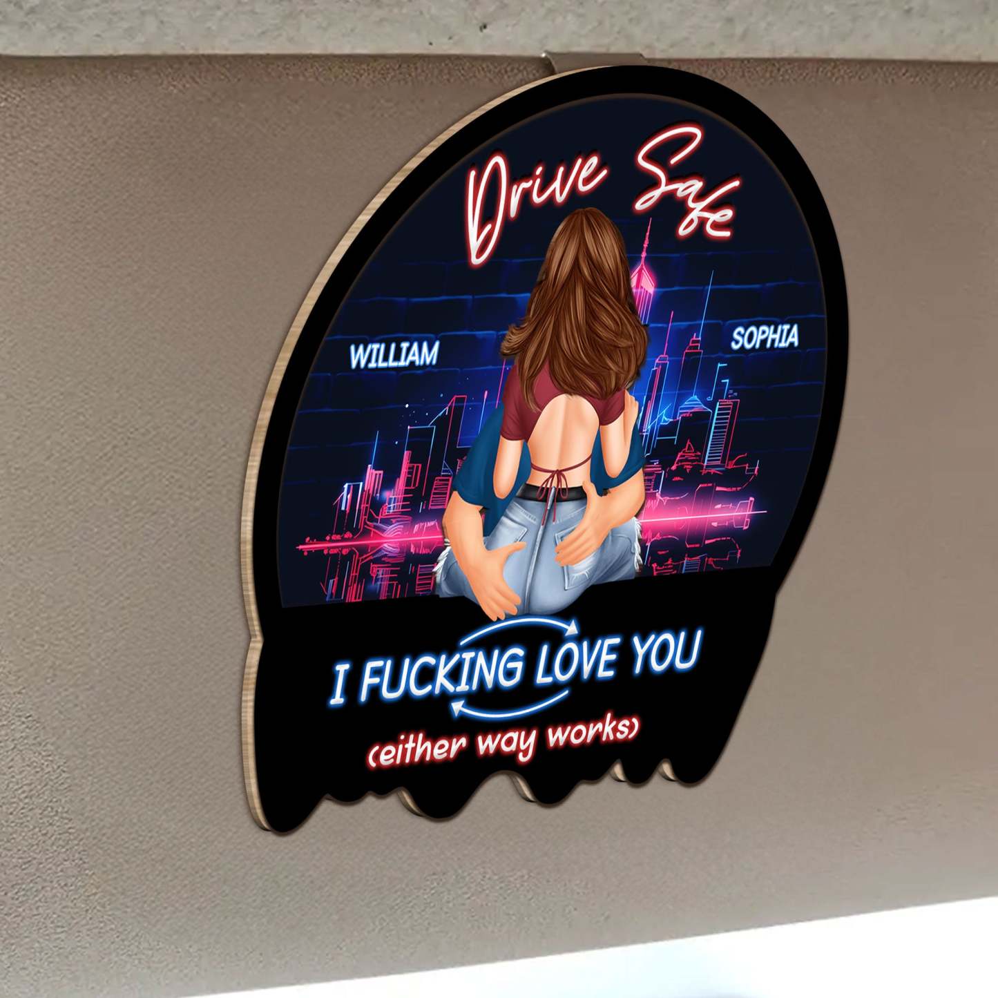 Drive Safe - Valentines Day Gifts For Husband, Boyfriend - Personalized Wooden Car Visor Clip-CustomCraftedX