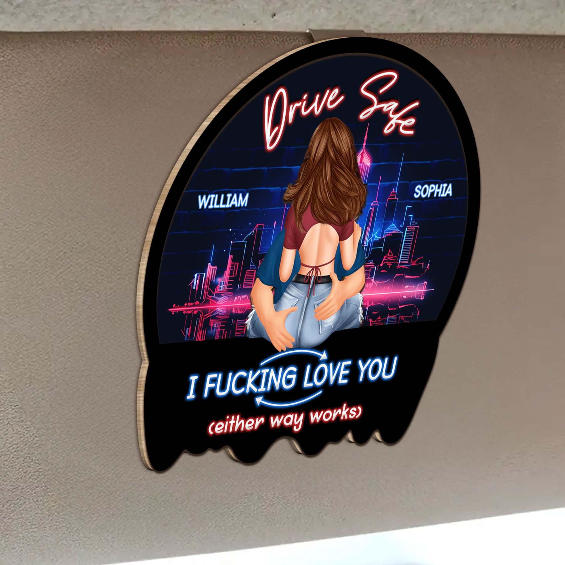 Drive Safe - Valentines Day Gifts For Husband, Boyfriend - Personalized Wooden Car Visor Clip-CustomCraftedX