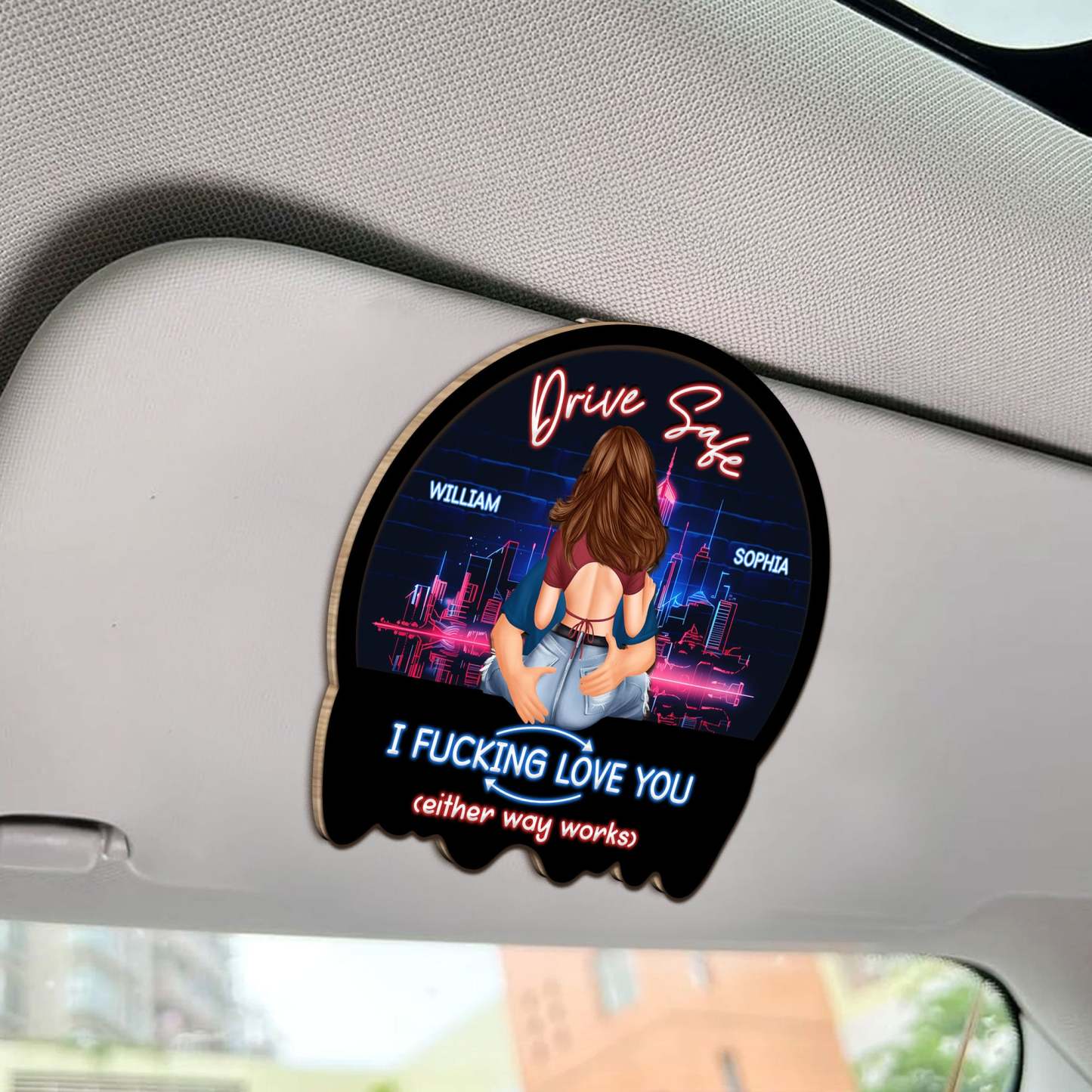Drive Safe - Valentines Day Gifts For Husband, Boyfriend - Personalized Wooden Car Visor Clip-CustomCraftedX