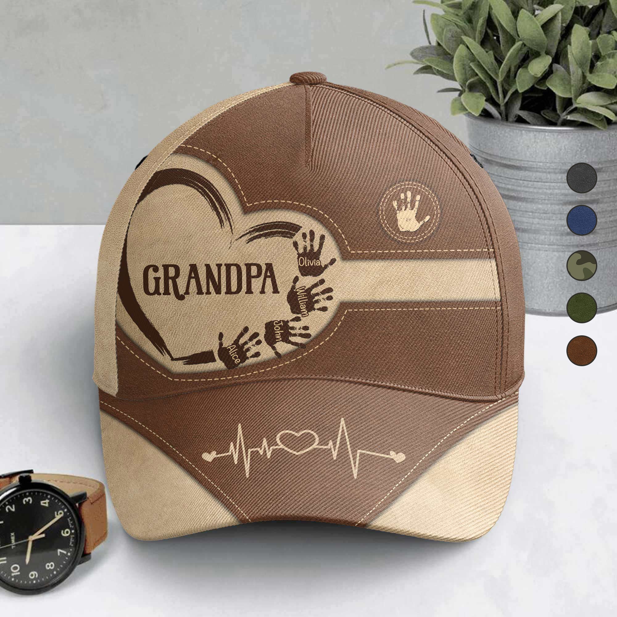 Grandpa Dad Kids Handprints - Personalized Classic Cap-CustomCraftedX