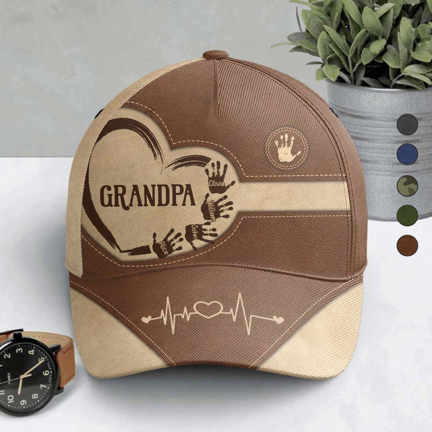 Grandpa Dad Kids Handprints - Personalized Classic Cap-CustomCraftedX