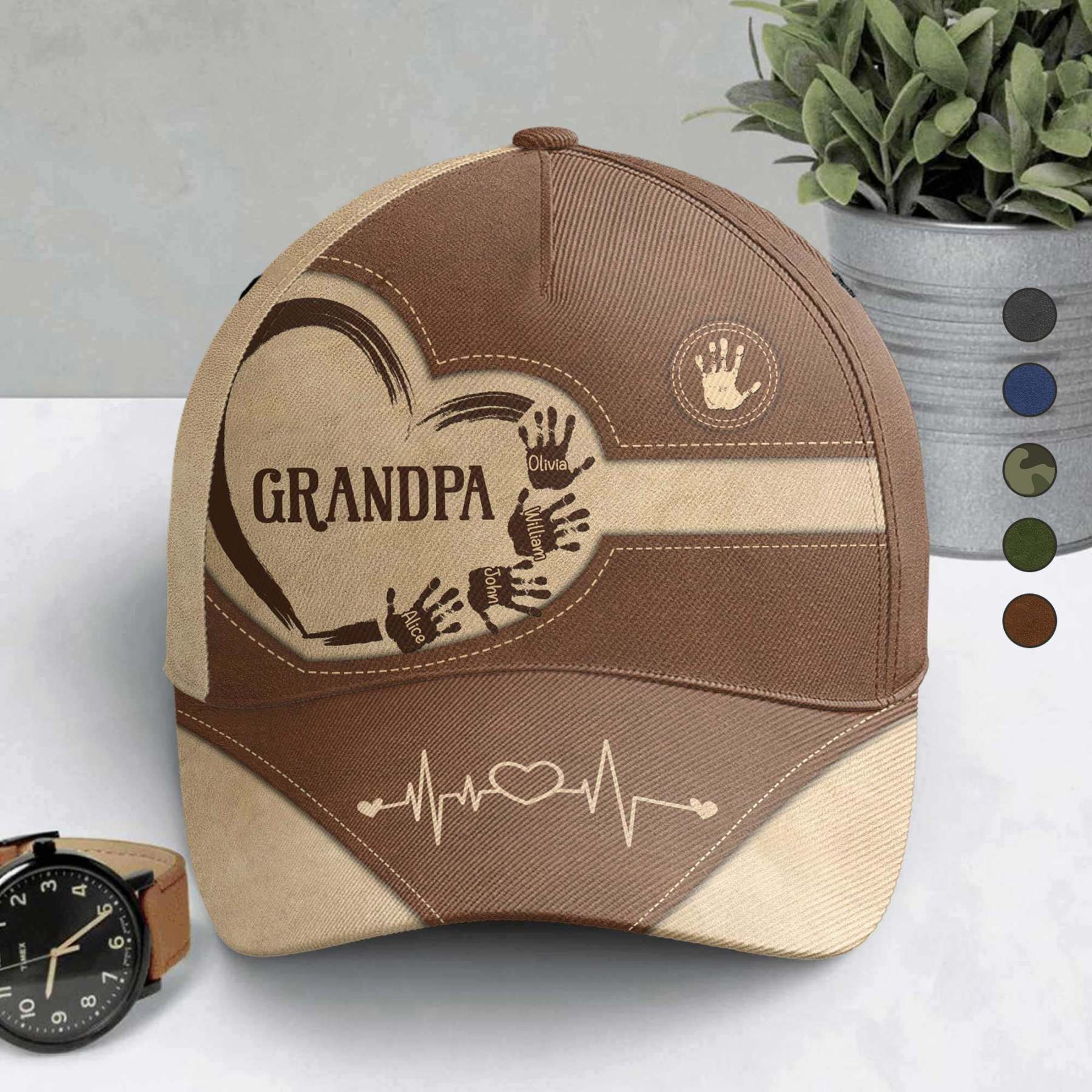 Grandpa Dad Kids Handprints - Personalized Classic Cap-CustomCraftedX