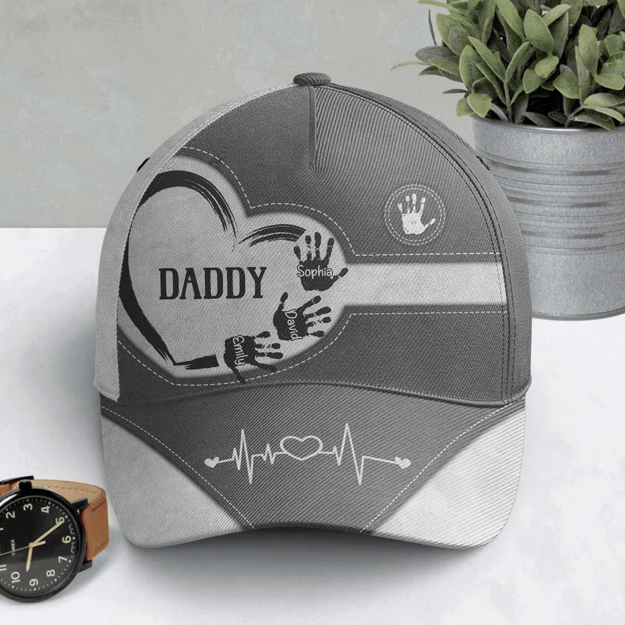 Grandpa Dad Kids Handprints - Personalized Classic Cap-CustomCraftedX