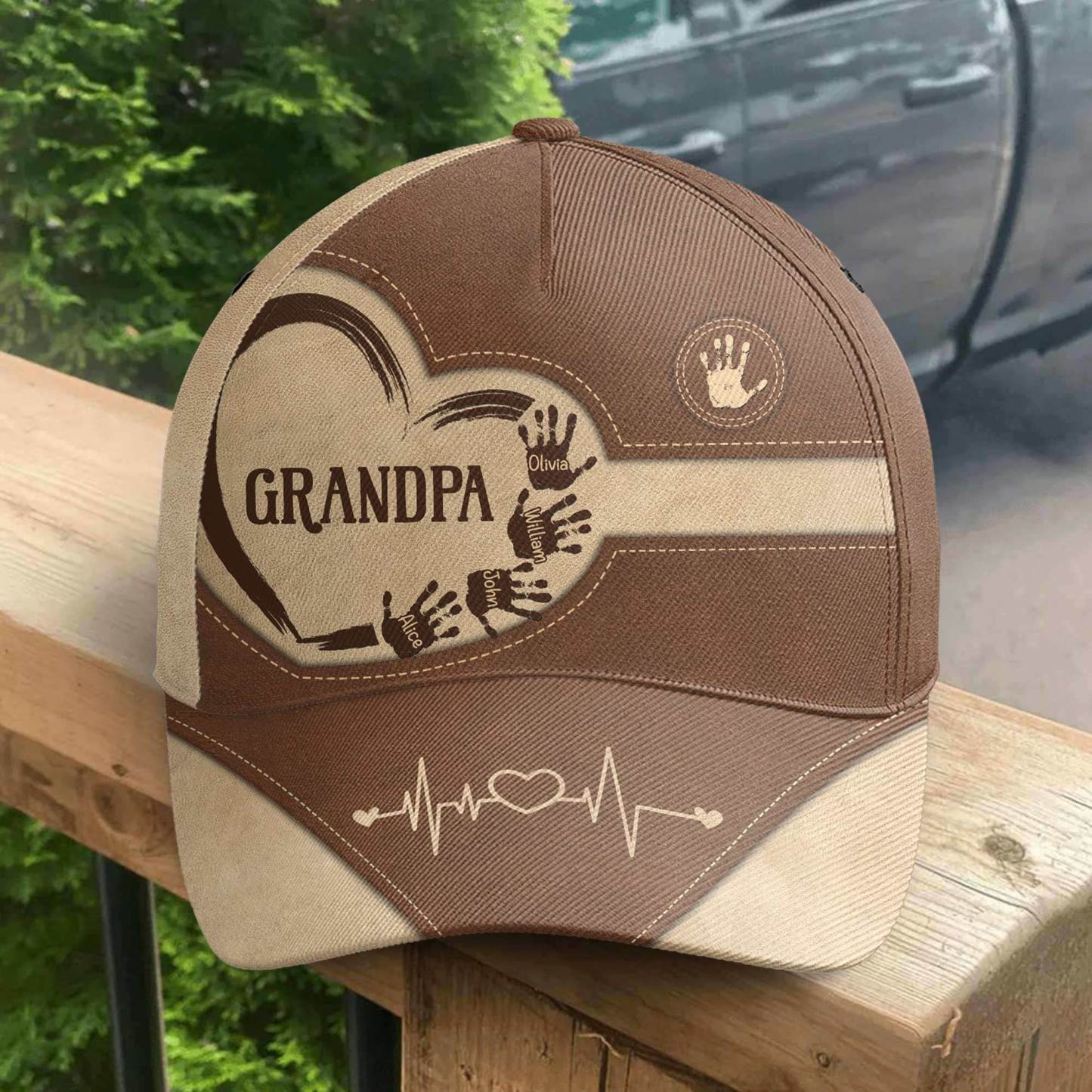 Grandpa Dad Kids Handprints - Personalized Classic Cap-CustomCraftedX