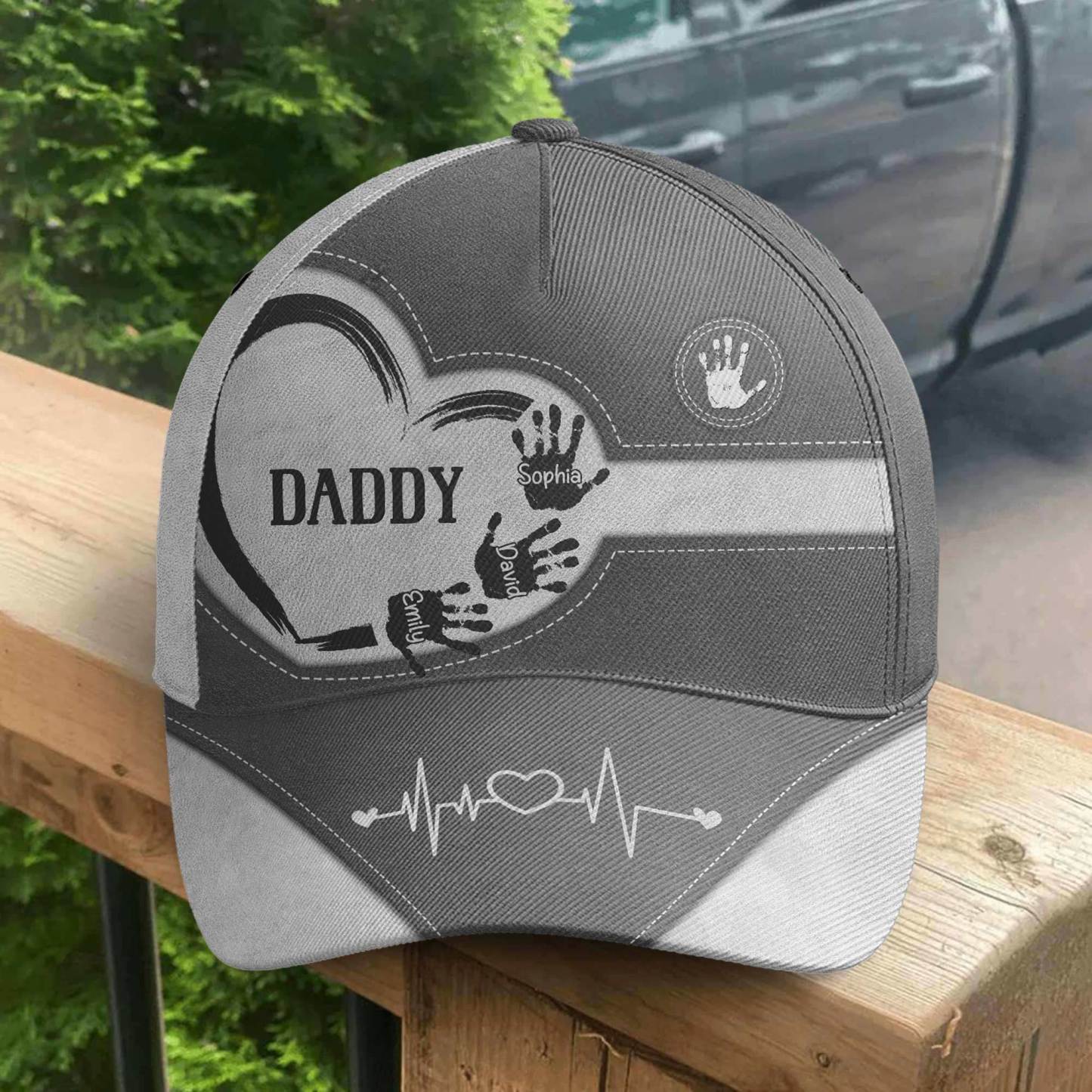 Grandpa Dad Kids Handprints - Personalized Classic Cap-CustomCraftedX