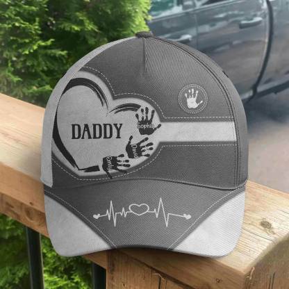 Grandpa Dad Kids Handprints - Personalized Classic Cap-CustomCraftedX
