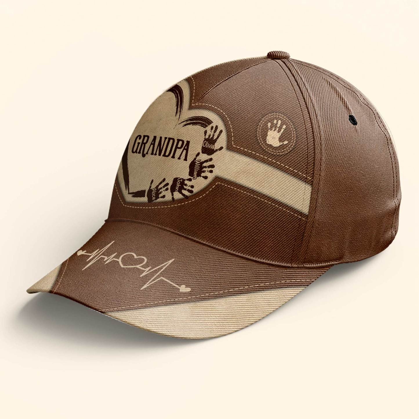 Grandpa Dad Kids Handprints - Personalized Classic Cap-CustomCraftedX