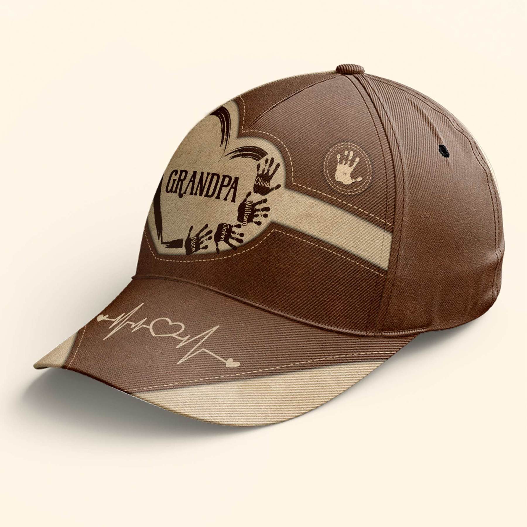Grandpa Dad Kids Handprints - Personalized Classic Cap-CustomCraftedX