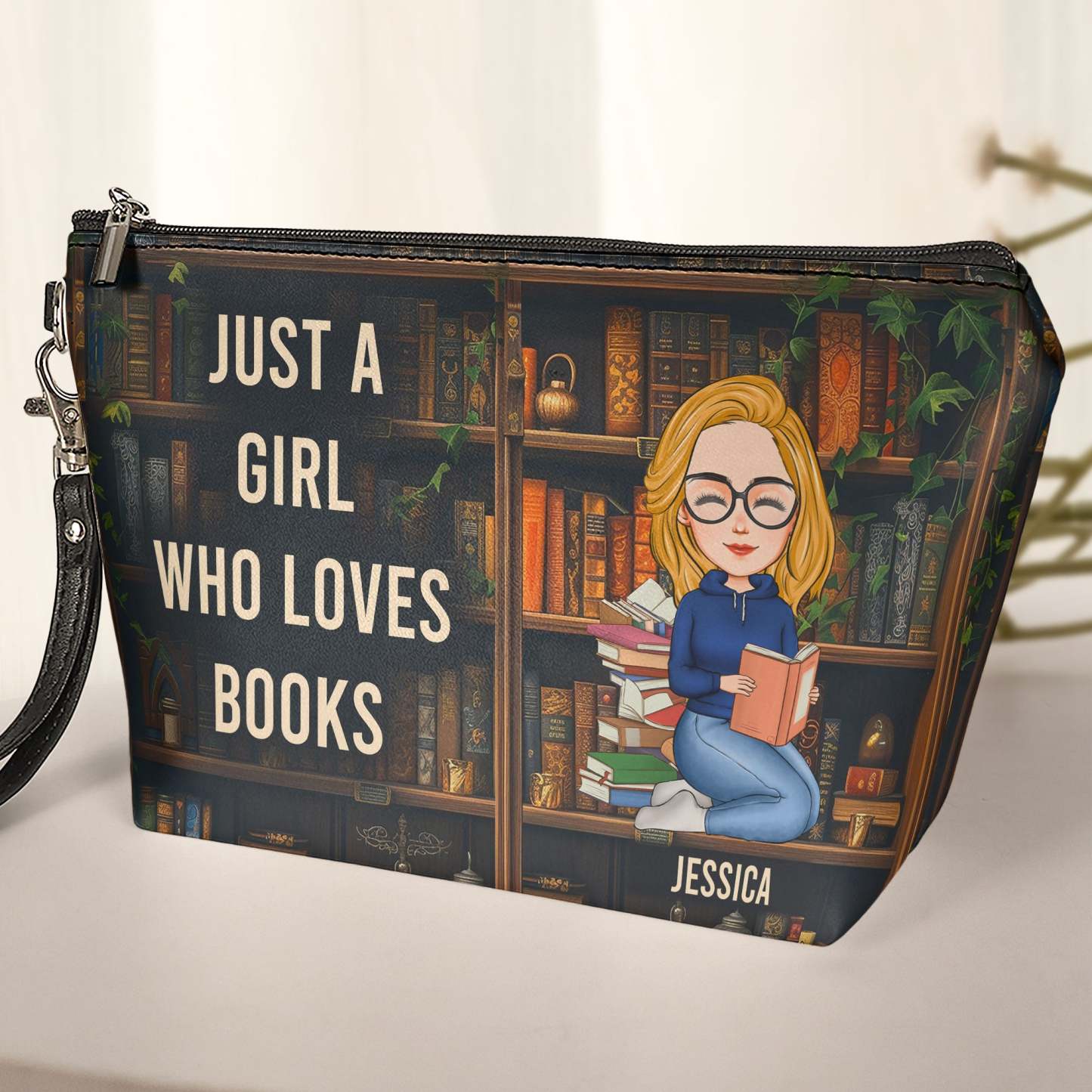 Just A Girl Who Loves Books - Personalized Cosmetic Bag-CustomCraftedX