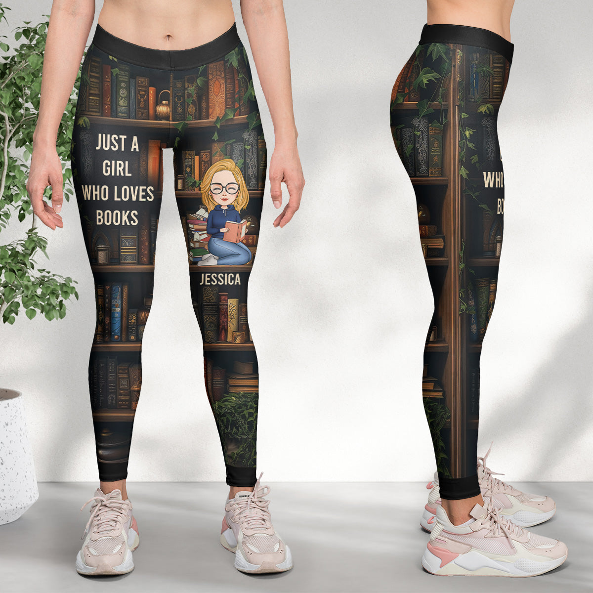 Just A Girl Who Loves Books - Personalized Leggings-CustomCraftedX