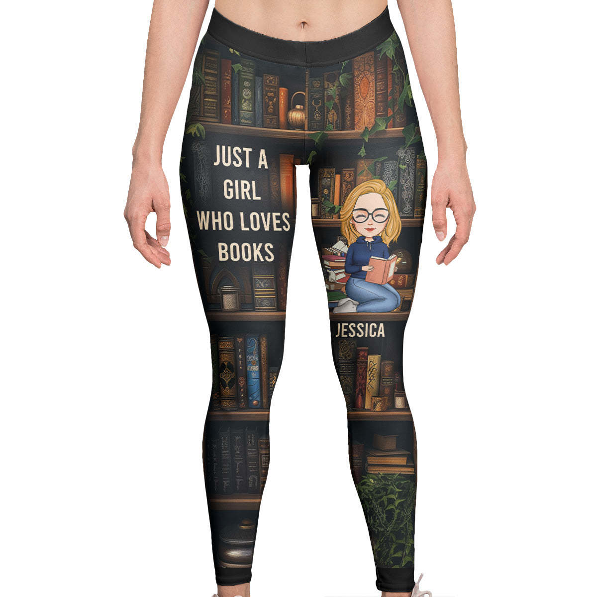 Just A Girl Who Loves Books - Personalized Leggings-CustomCraftedX