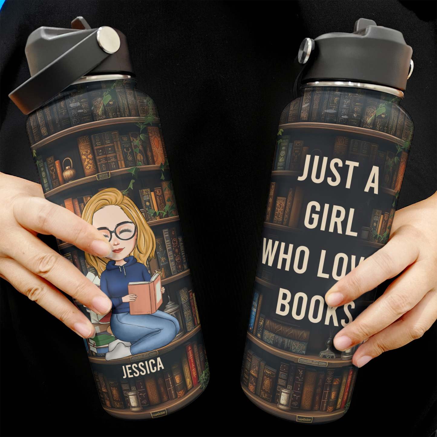 Just A Girl Who Loves Books - Personalized Stainless Steel Water Bottle-CustomCraftedX