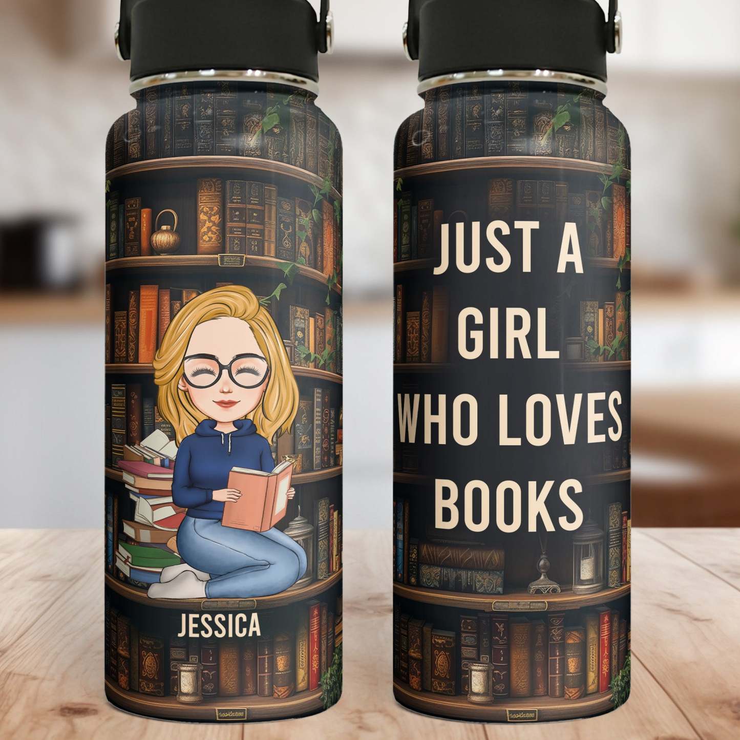 Just A Girl Who Loves Books - Personalized Stainless Steel Water Bottle-CustomCraftedX
