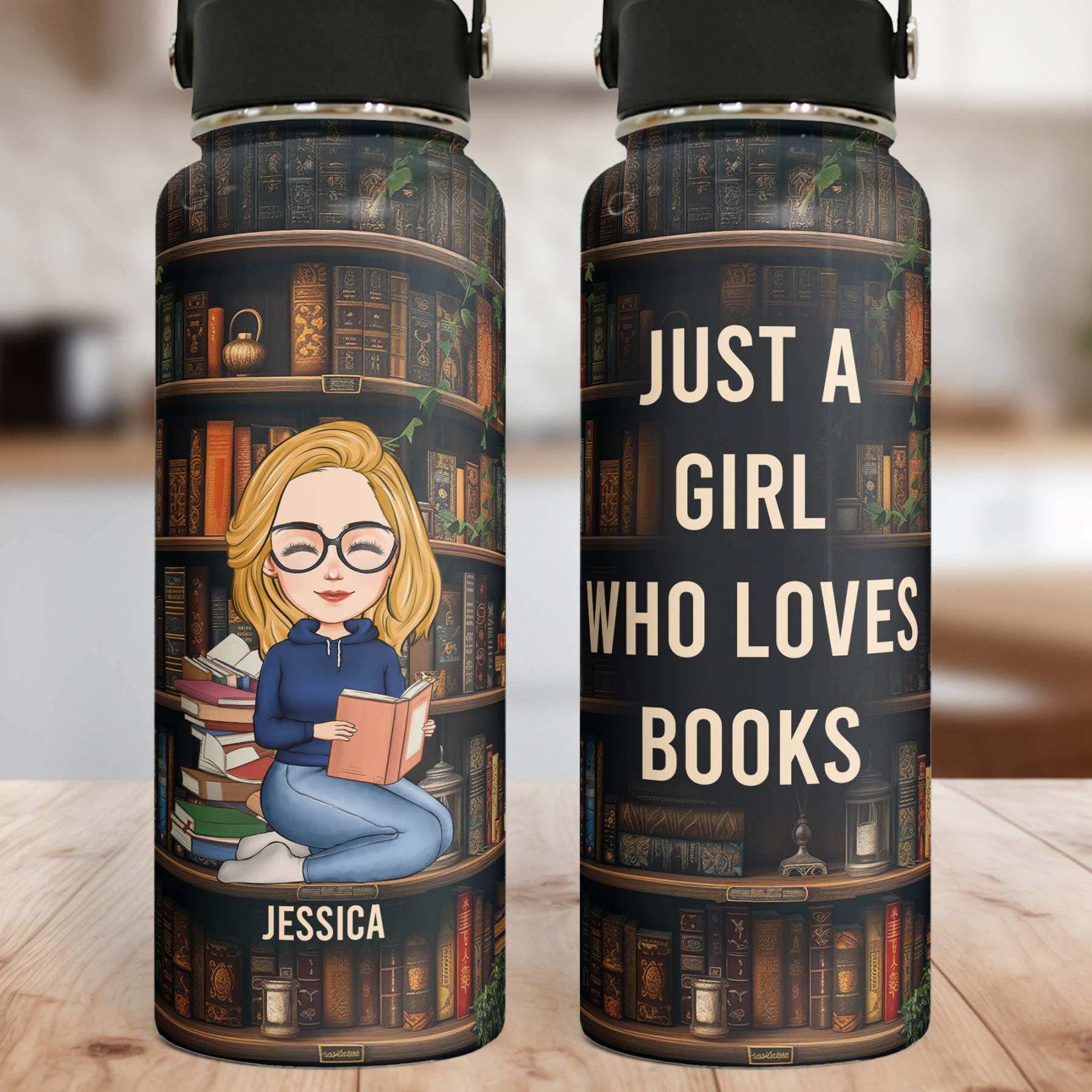 Just A Girl Who Loves Books - Personalized Stainless Steel Water Bottle-CustomCraftedX