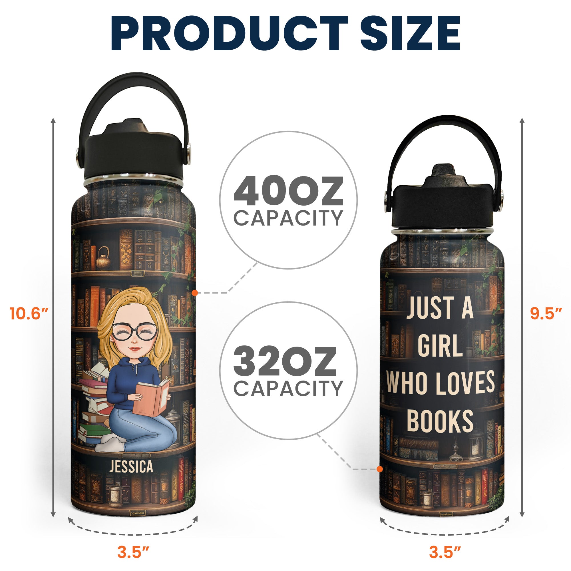 Just A Girl Who Loves Books - Personalized Stainless Steel Water Bottle-CustomCraftedX