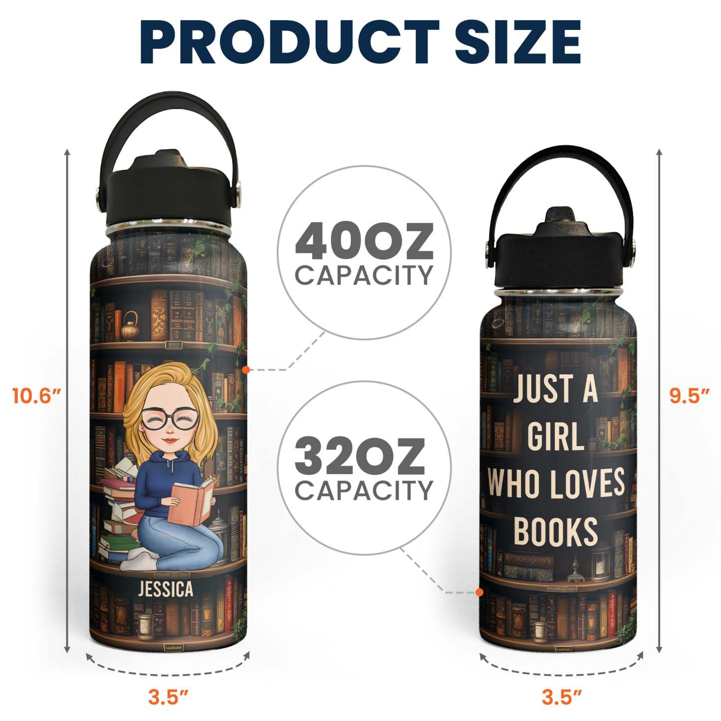 Just A Girl Who Loves Books - Personalized Stainless Steel Water Bottle-CustomCraftedX