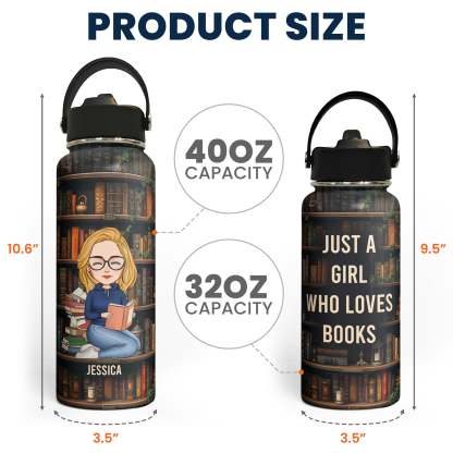 Just A Girl Who Loves Books - Personalized Stainless Steel Water Bottle-CustomCraftedX