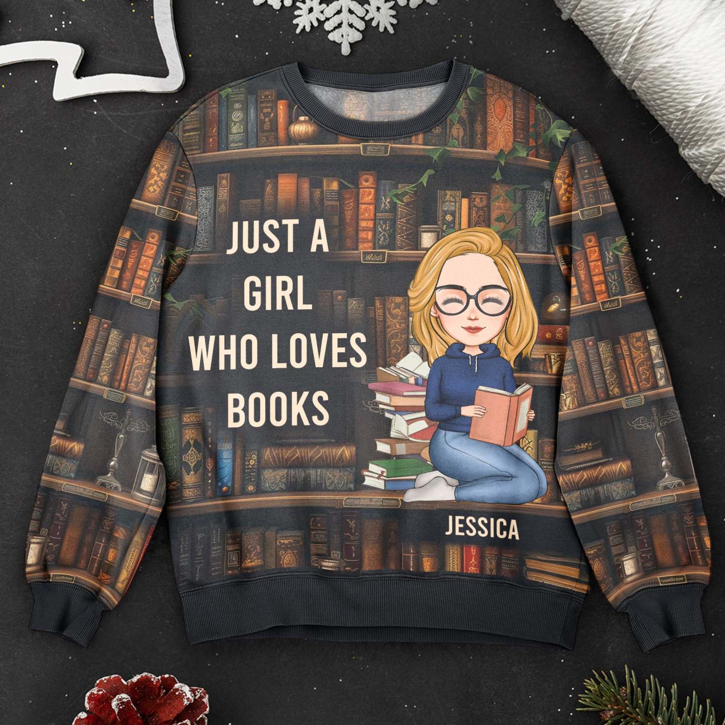 Just A Girl Who Loves Books - Personalized 3D Printed Sweatshirt-CustomCraftedX