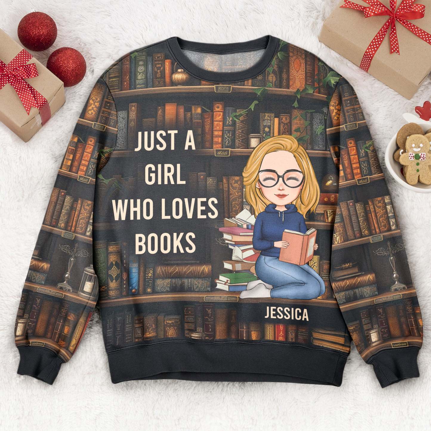Just A Girl Who Loves Books - Personalized 3D Printed Sweatshirt-CustomCraftedX