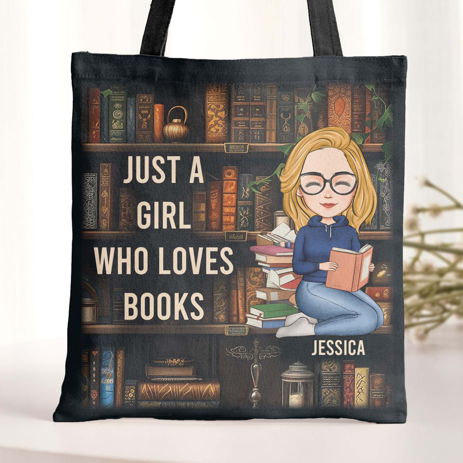 Just A Girl Who Loves Books - Personalized Tote Bag-CustomCraftedX