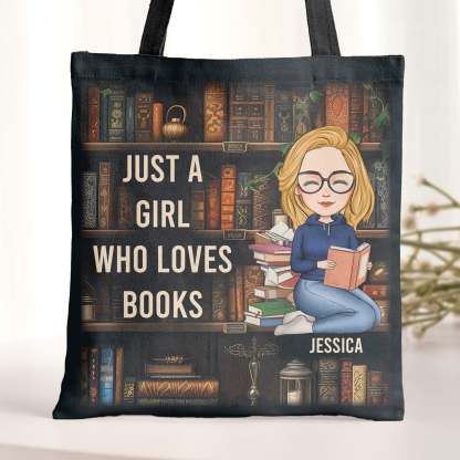 Just A Girl Who Loves Books - Personalized Tote Bag-CustomCraftedX
