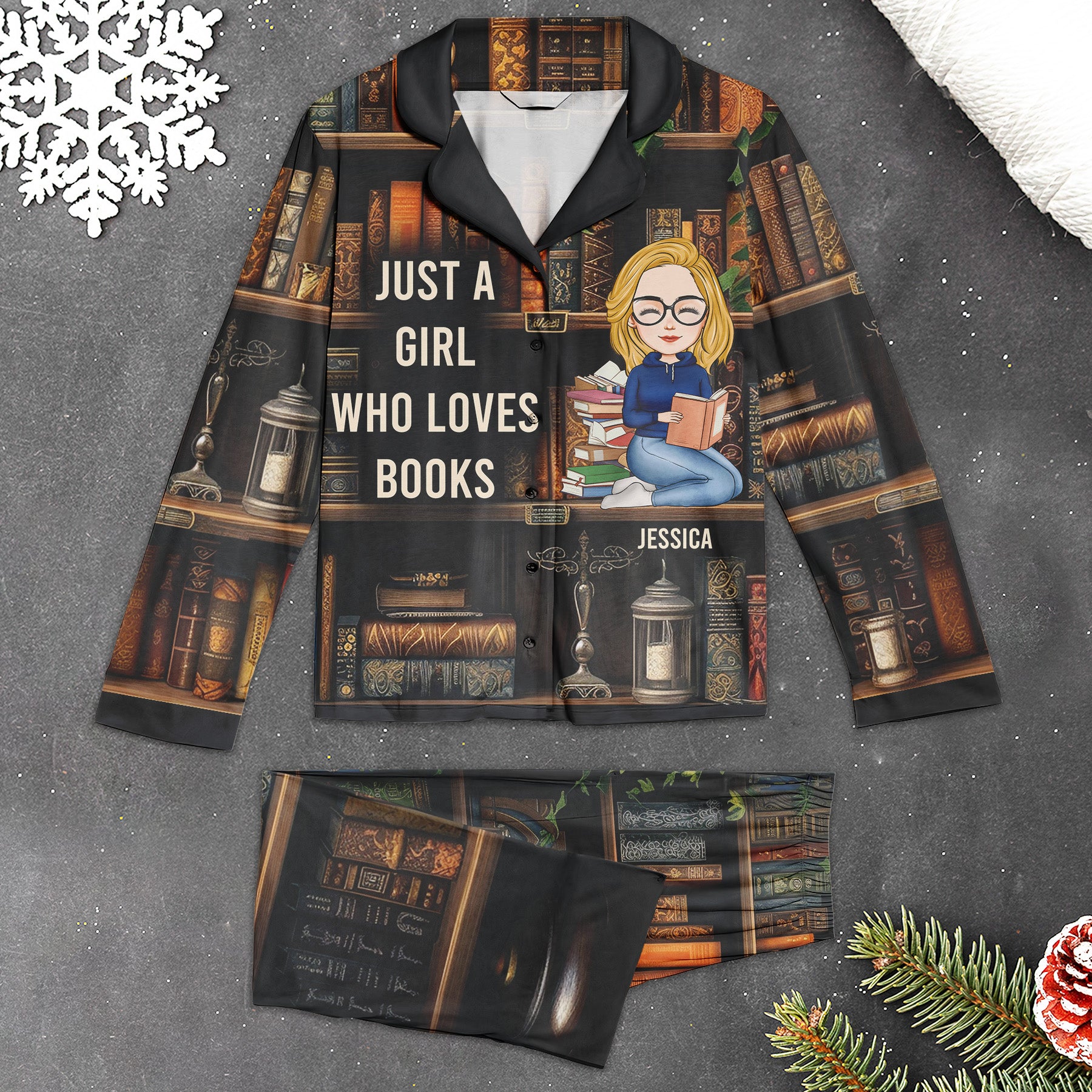 Just A Girl Who Loves Books - Personalized Women's Pajamas Set-CustomCraftedX