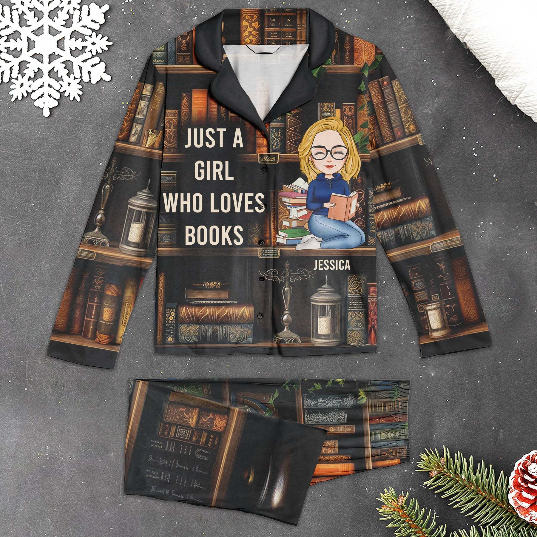 Just A Girl Who Loves Books - Personalized Women's Pajamas Set-CustomCraftedX