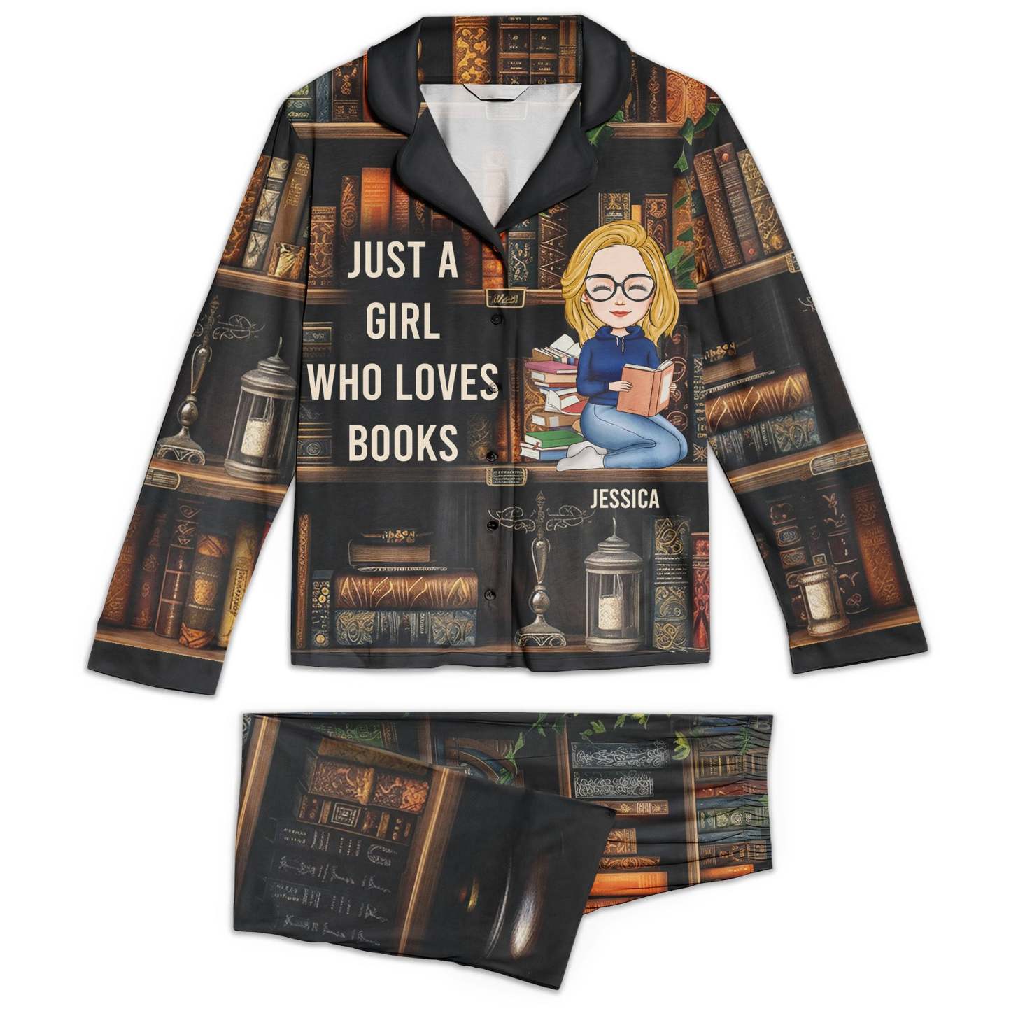Just A Girl Who Loves Books - Personalized Women's Pajamas Set-CustomCraftedX