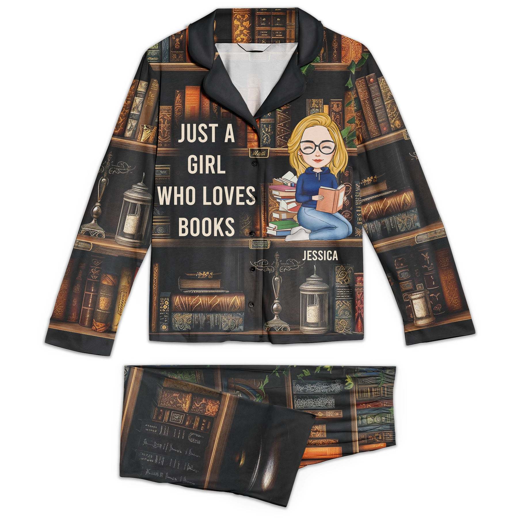 Just A Girl Who Loves Books - Personalized Women's Pajamas Set-CustomCraftedX