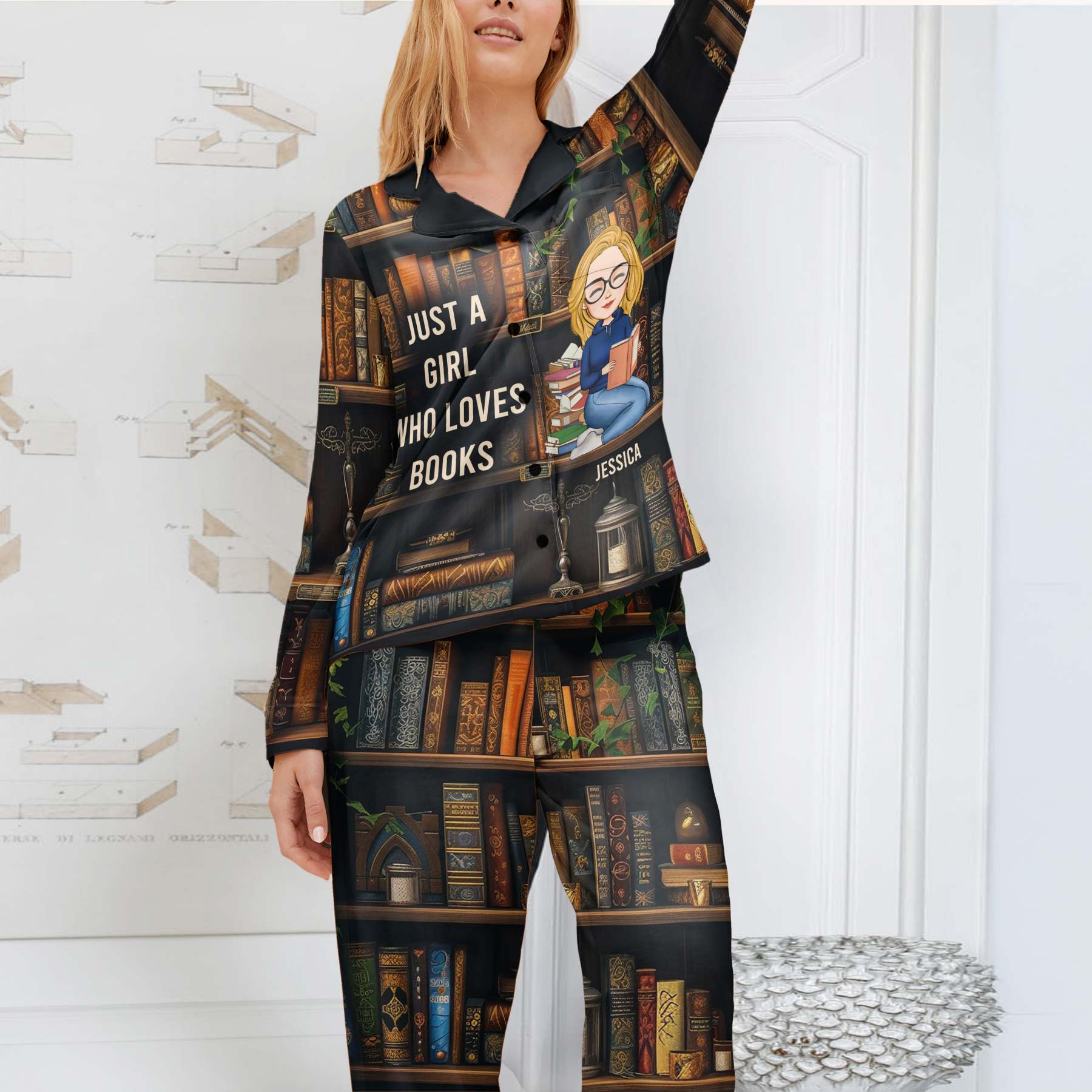 Just A Girl Who Loves Books - Personalized Women's Pajamas Set-CustomCraftedX