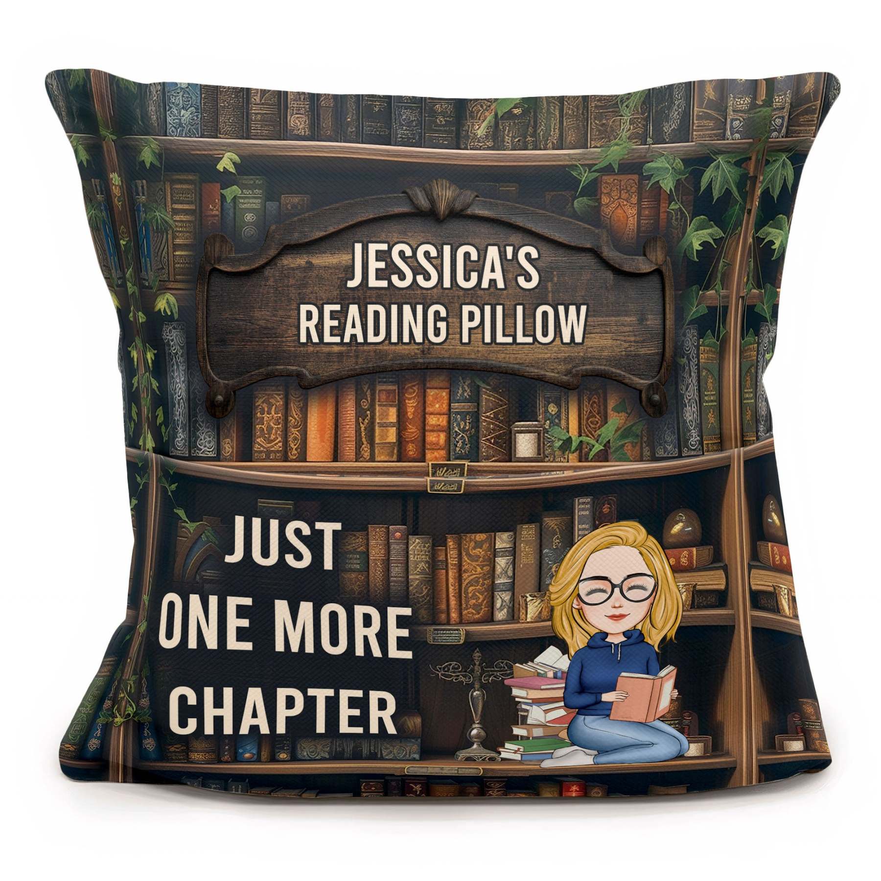 Just One More Chapter- Reading Pillow - Personalized Pocket Pillow (Insert Included)-CustomCraftedX