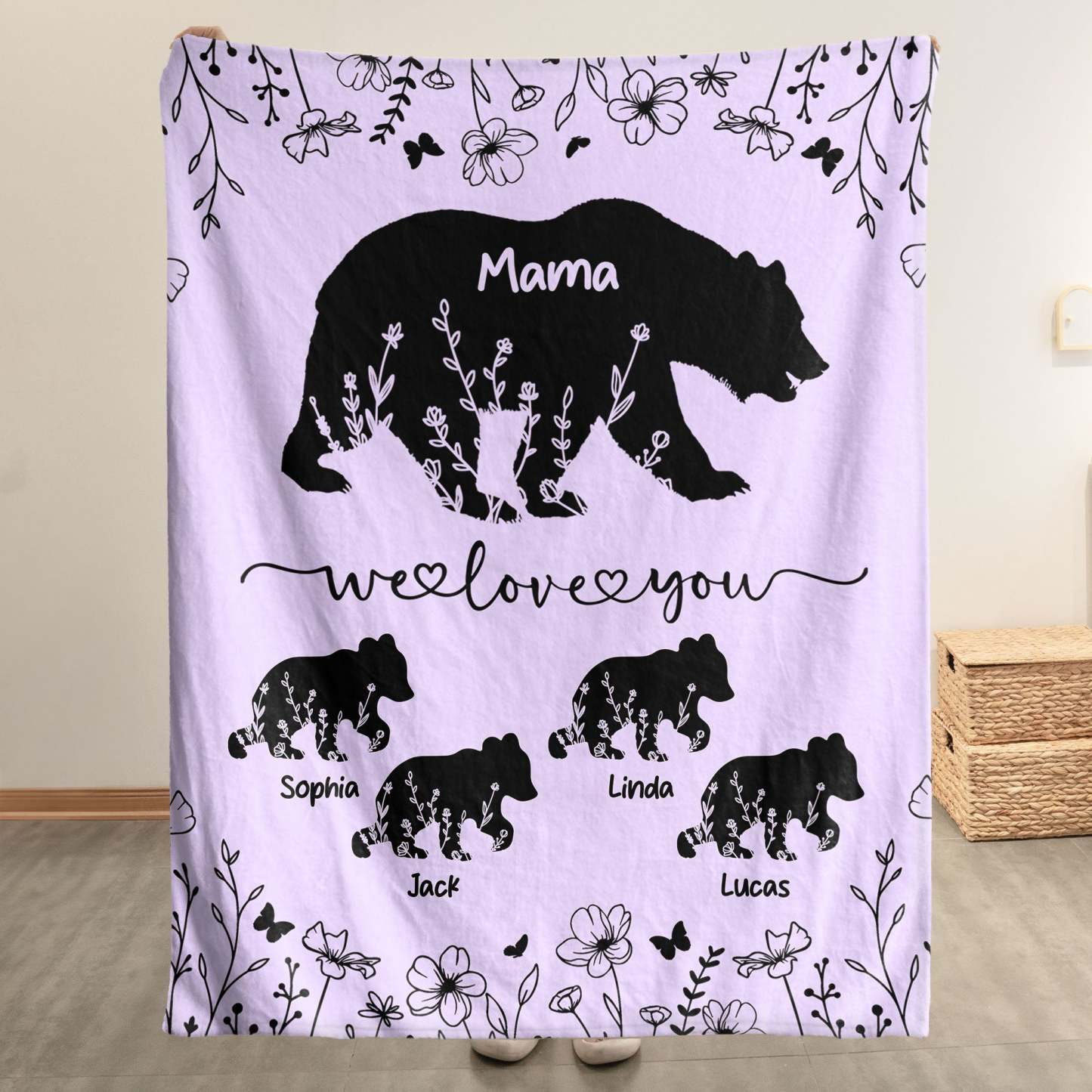 Mama Bear We Love You - Personalized Blanket