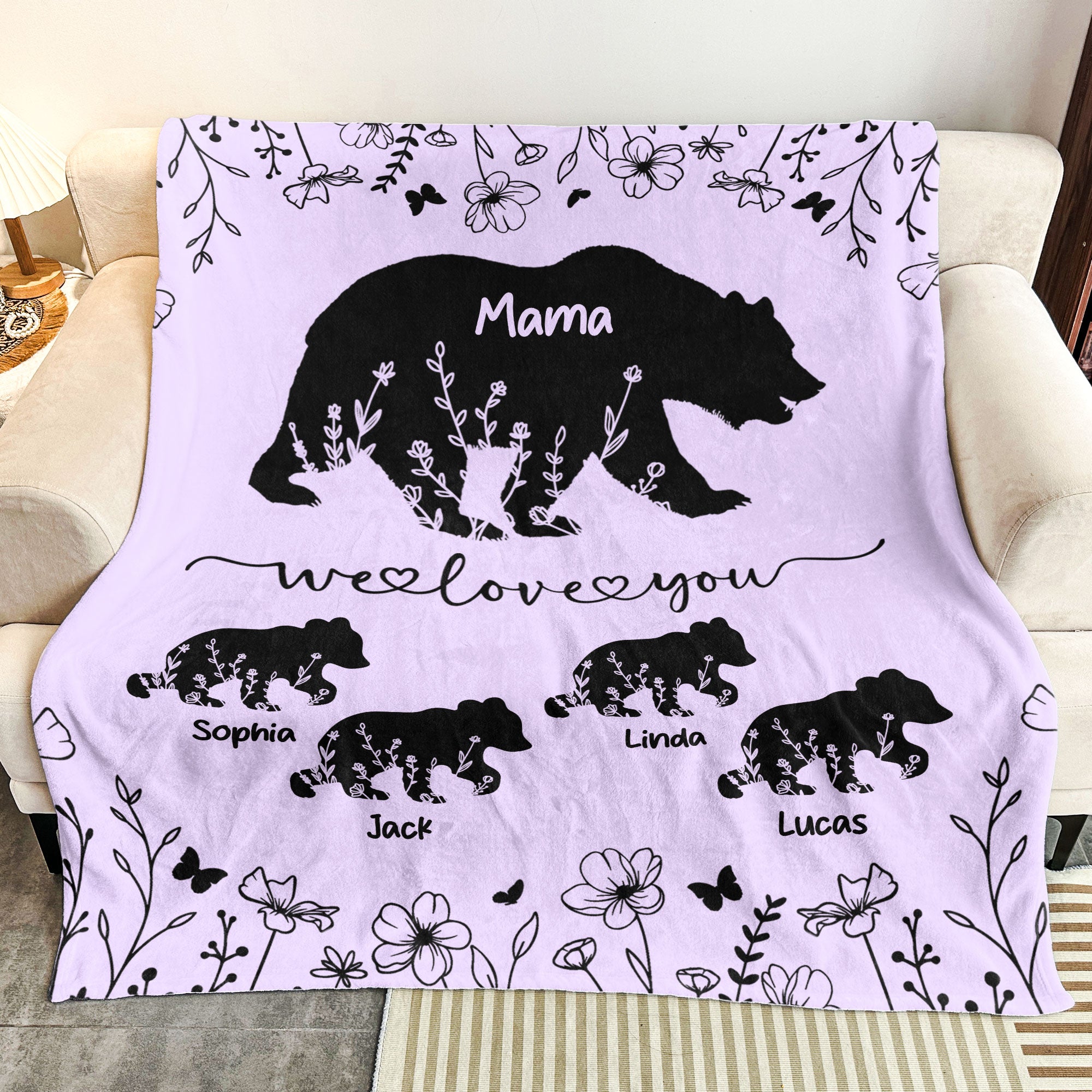 Mama Bear We Love You - Personalized Blanket