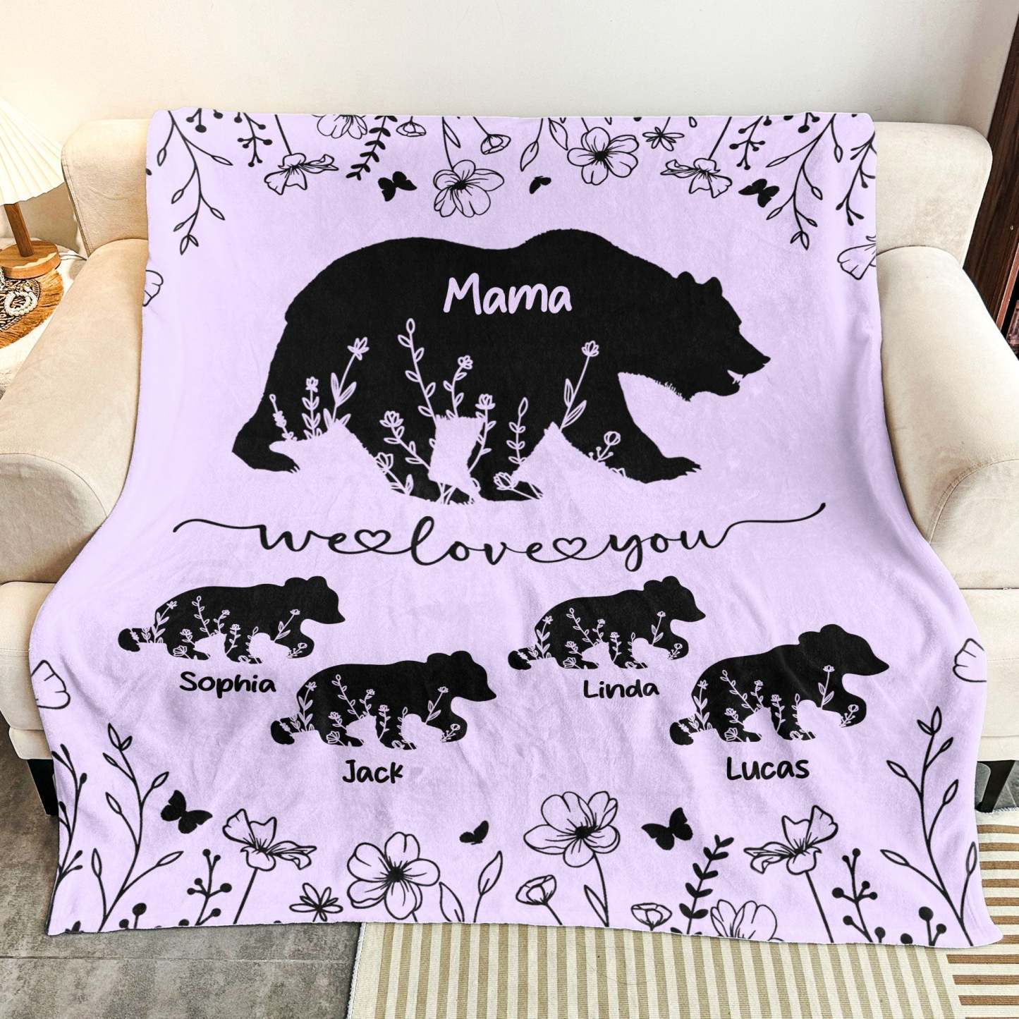 Mama Bear We Love You - Personalized Blanket