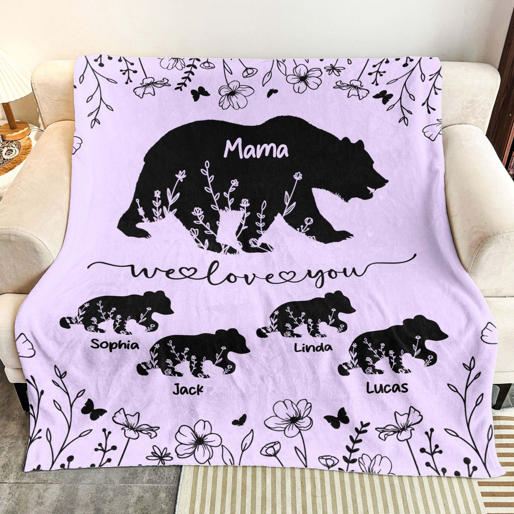 Mama Bear We Love You - Personalized Blanket