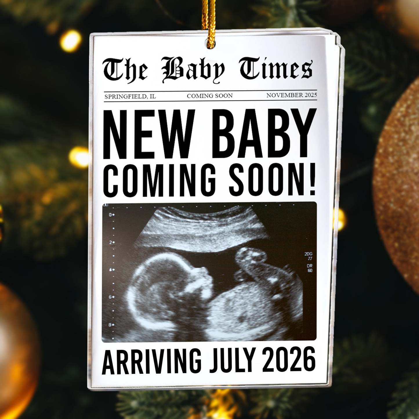 The Baby Times - New Baby Is Coming - Gifts For New Mom Dad - Personalized Acrylic Photo Ornament