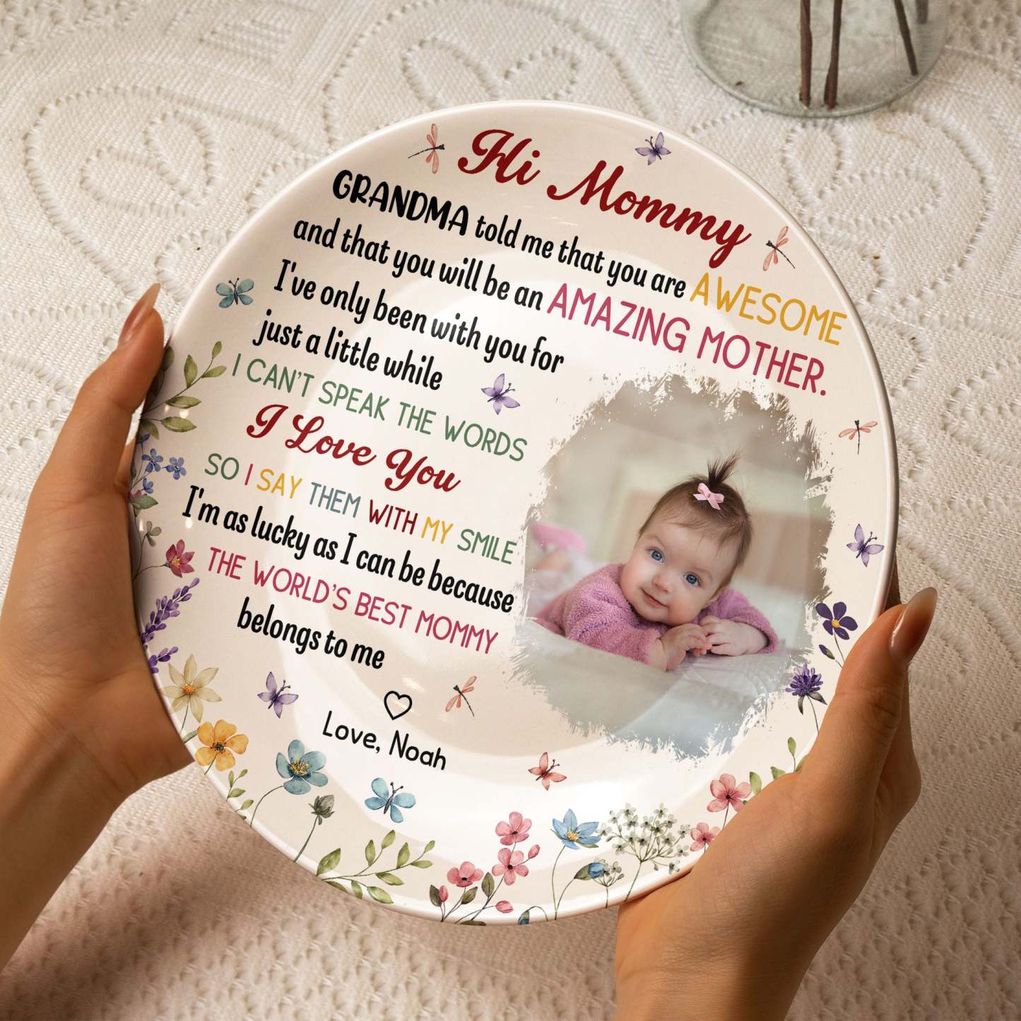 The Best Mommy Belongs To Me First Mom New Mom Gift - Personalized Ceramic Photo Plate-CustomCraftedX