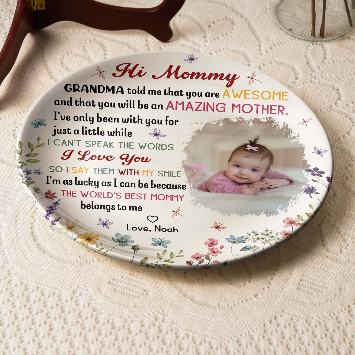 The Best Mommy Belongs To Me First Mom New Mom Gift - Personalized Ceramic Photo Plate-CustomCraftedX