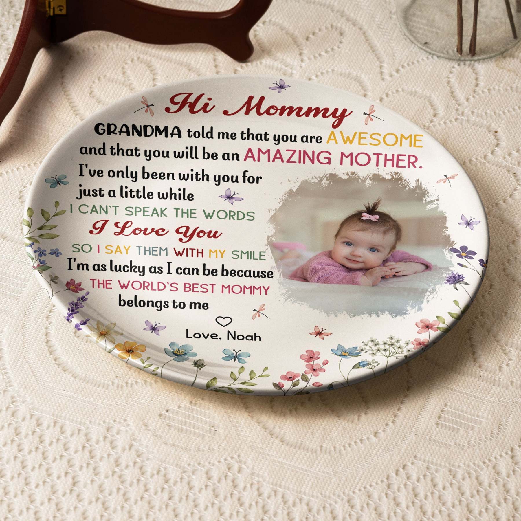 The Best Mommy Belongs To Me First Mom New Mom Gift - Personalized Ceramic Photo Plate-CustomCraftedX