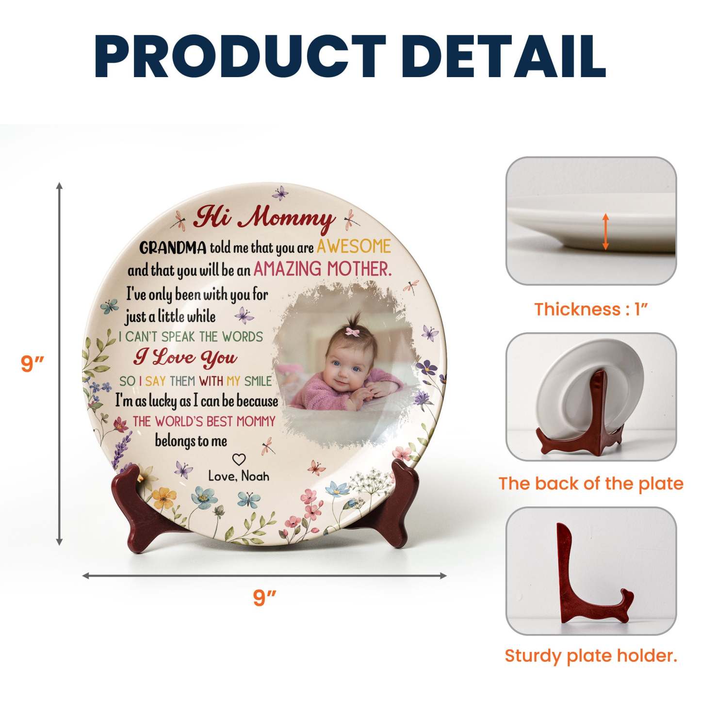 The Best Mommy Belongs To Me First Mom New Mom Gift - Personalized Ceramic Photo Plate-CustomCraftedX