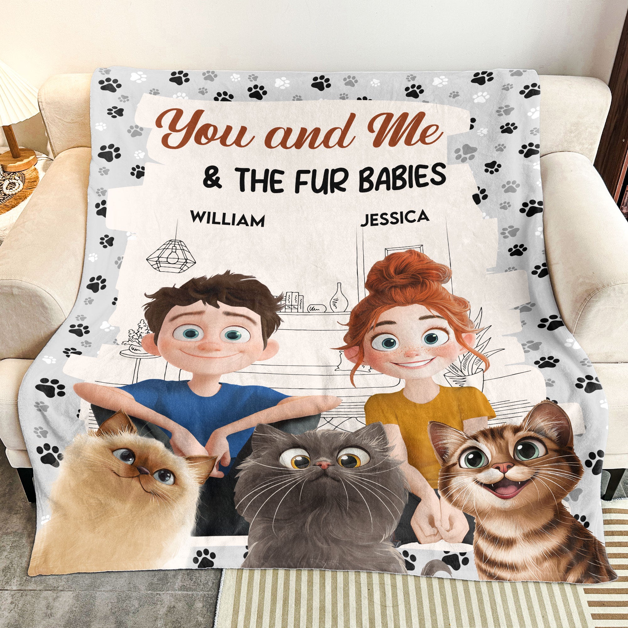 You And Me, And The Fur Babies - Personalized Blanket
