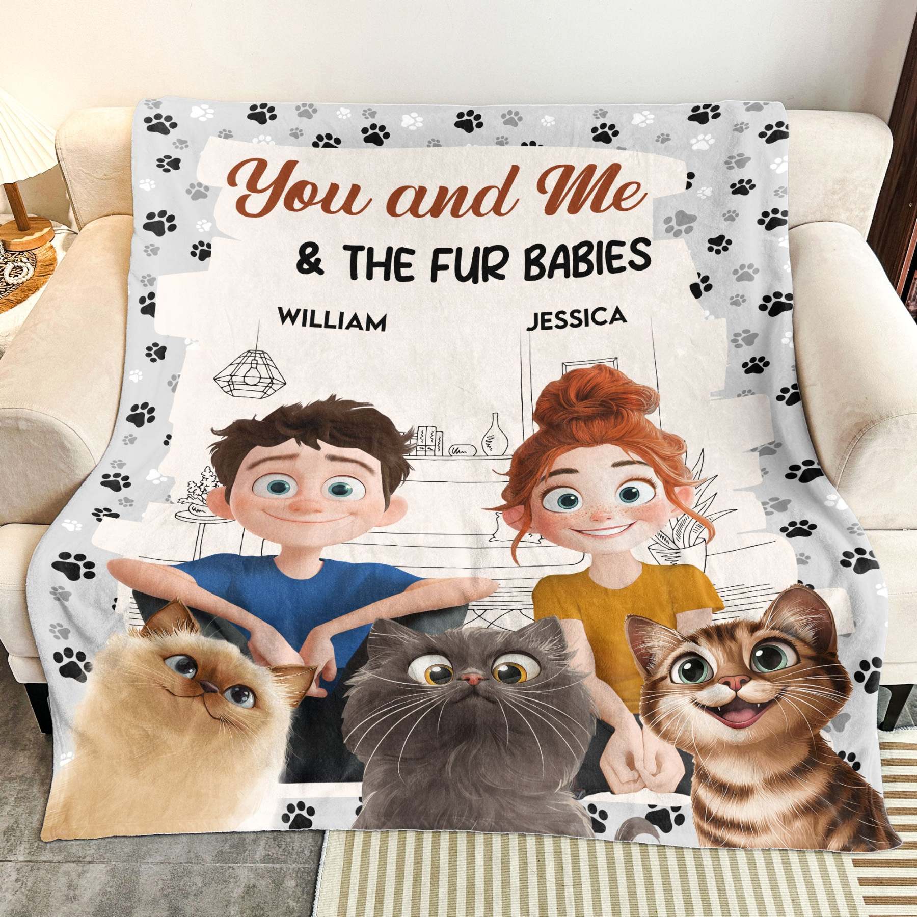 You And Me, And The Fur Babies - Personalized Blanket
