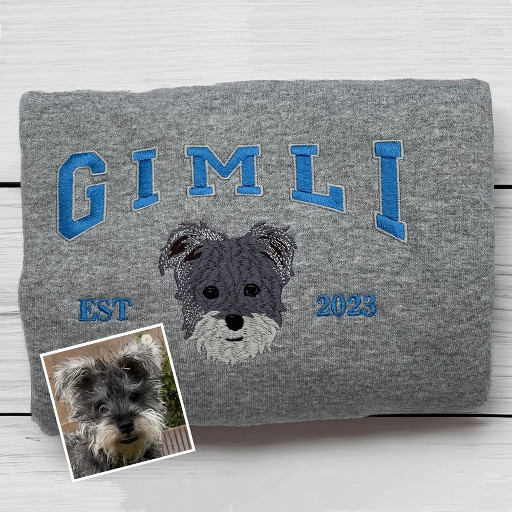 Personalized Embroidered Pet Face and Name Est Sweatshirt | Hoodie | T-shirt