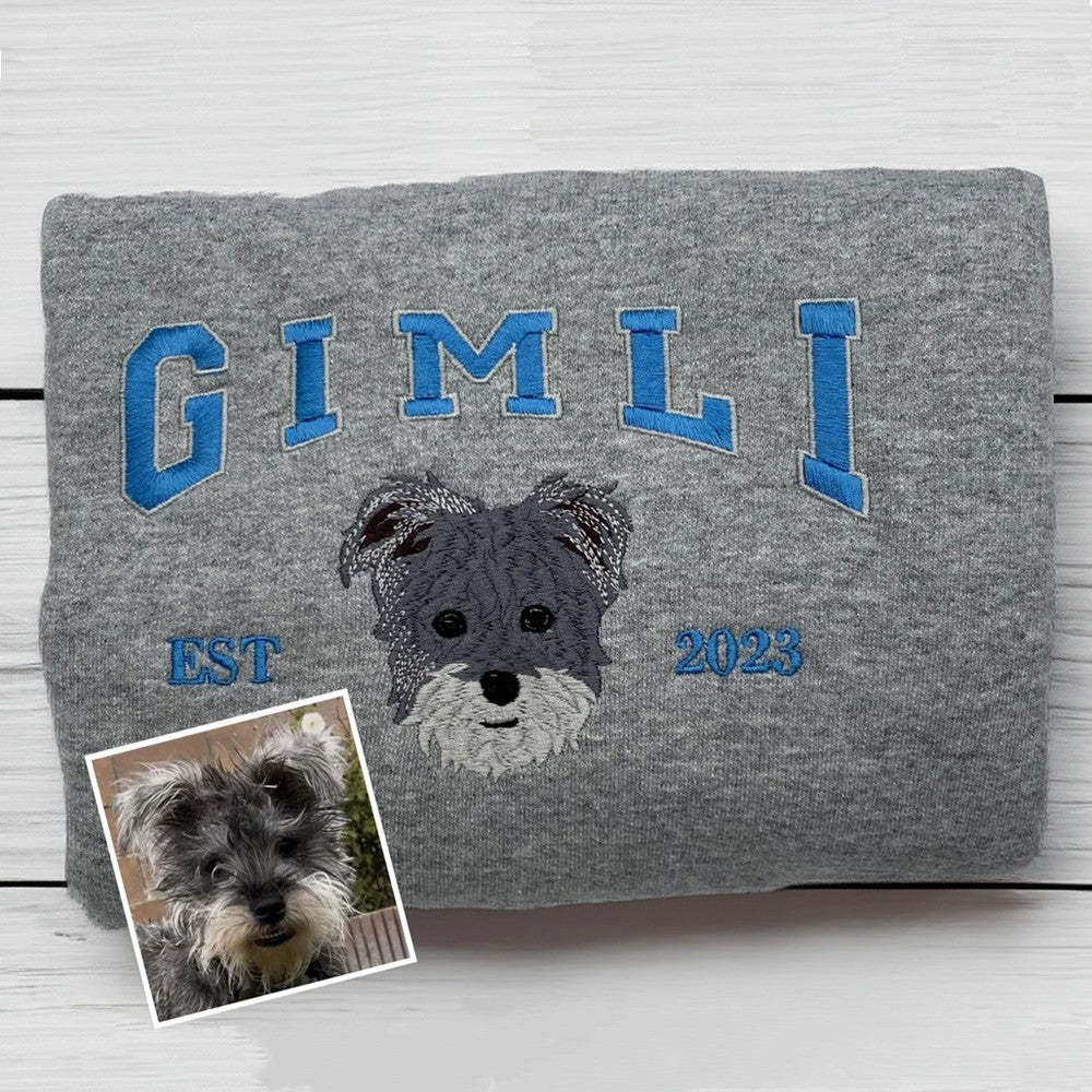 Personalized Embroidered Pet Face and Name Est Sweatshirt | Hoodie | T-shirt