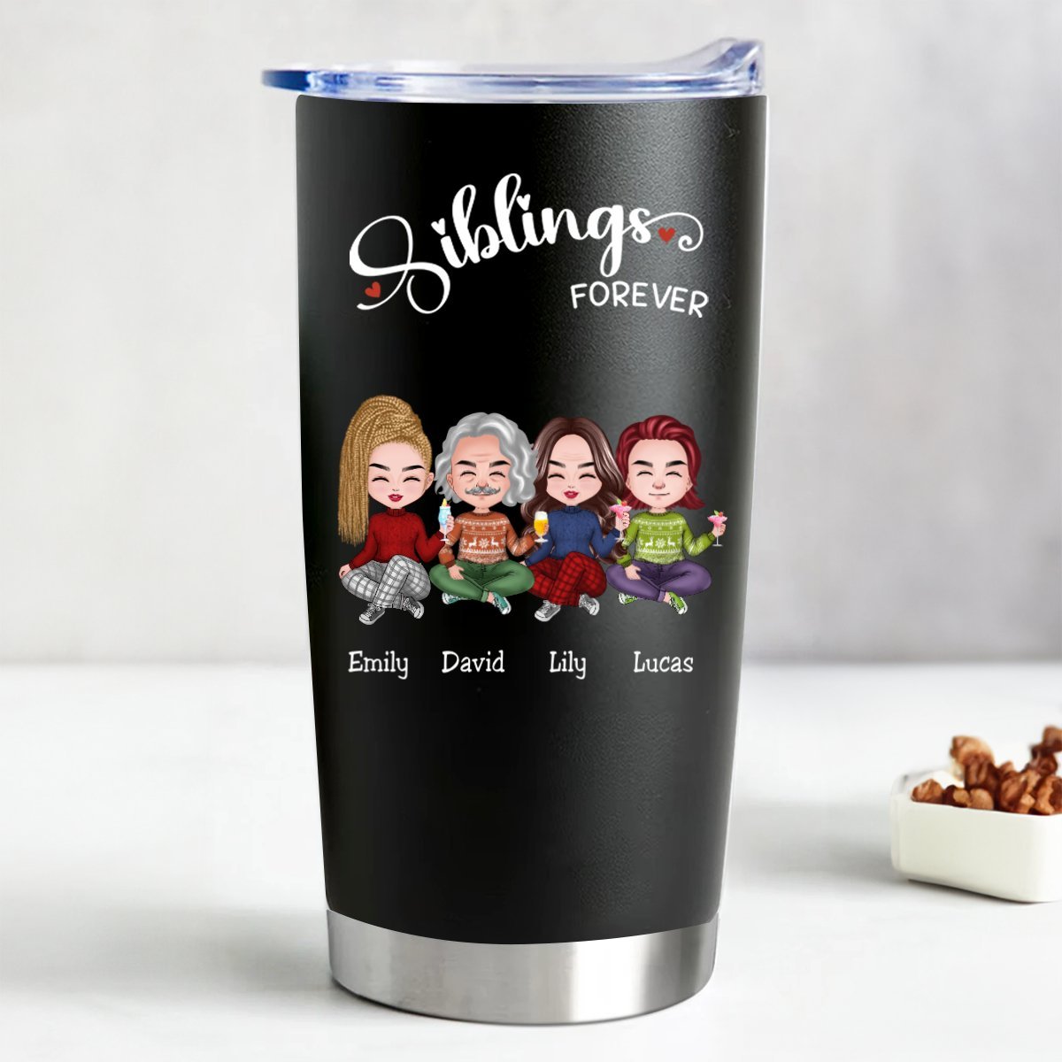 Customizable Stainless Steel Tumbler for Siblings - 20oz (BL)-CustomCraftedX
