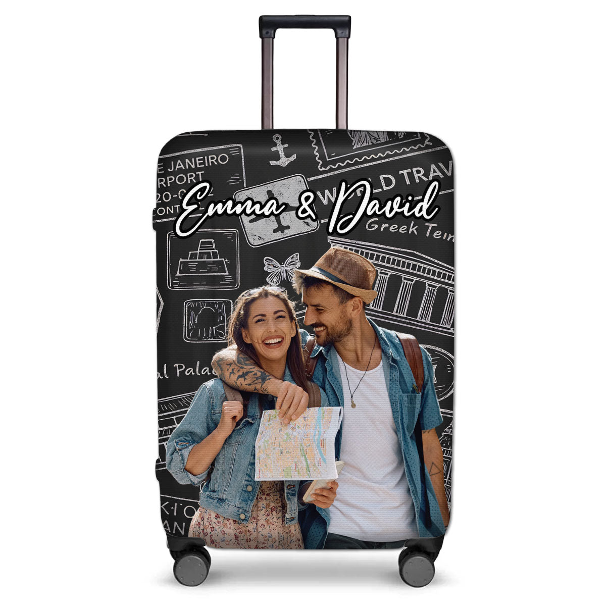 Around The World - Personalized Custom Luggage Cover