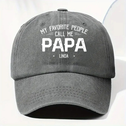 My Favorite People Call Me Daddy - Personalized Custom Vintage Washed Denim Cap